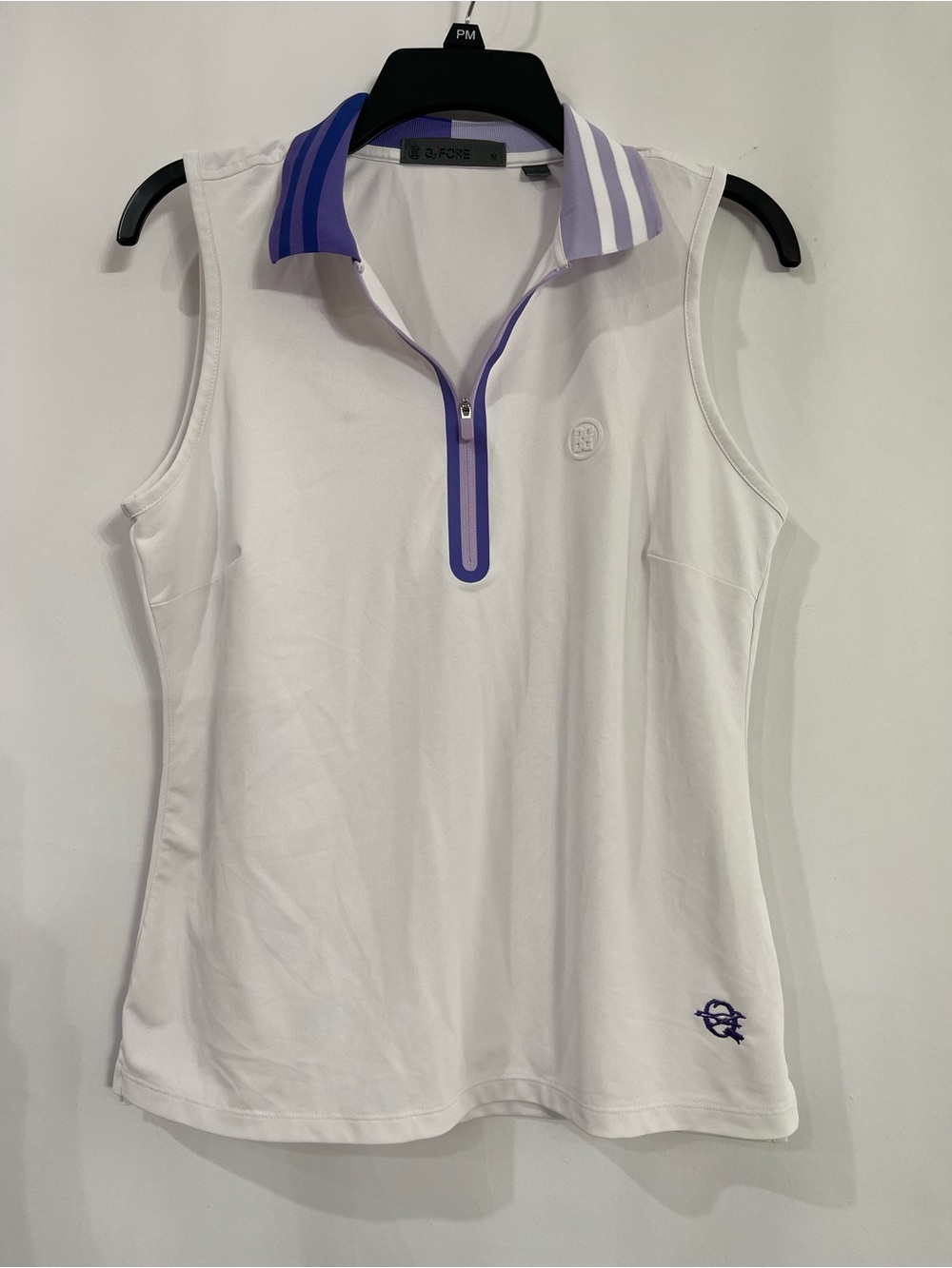 G/FORE 1/4 zip purple and white sleeveless golf polo women’s medium